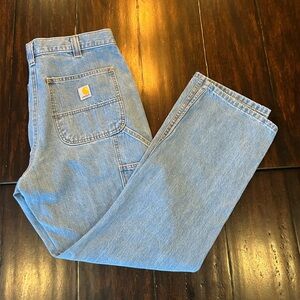 EUC Carhartt Men’s Light Blue Relaxed Loose Fit Carpenter Jeans 32x32 BD4941